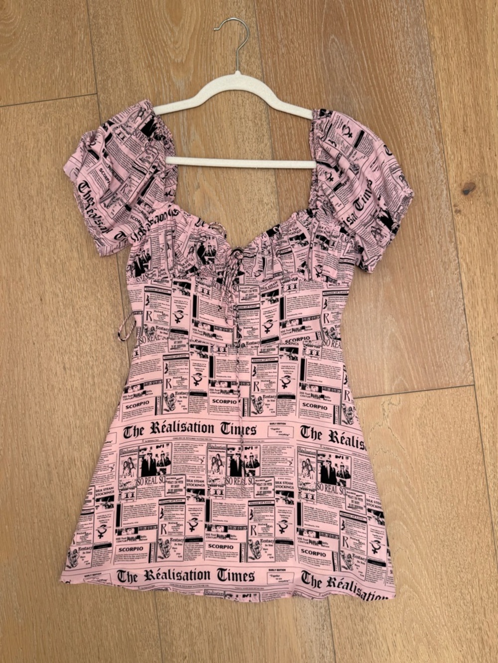 Réalisation Par Newspaper Print Mini Dress Pink XS